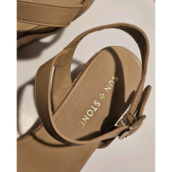 SUN + STONE Allvina Women’s Faux Leather Cork 2.5" Wedge Sandals Size 8.5 - Picture 5 of 12